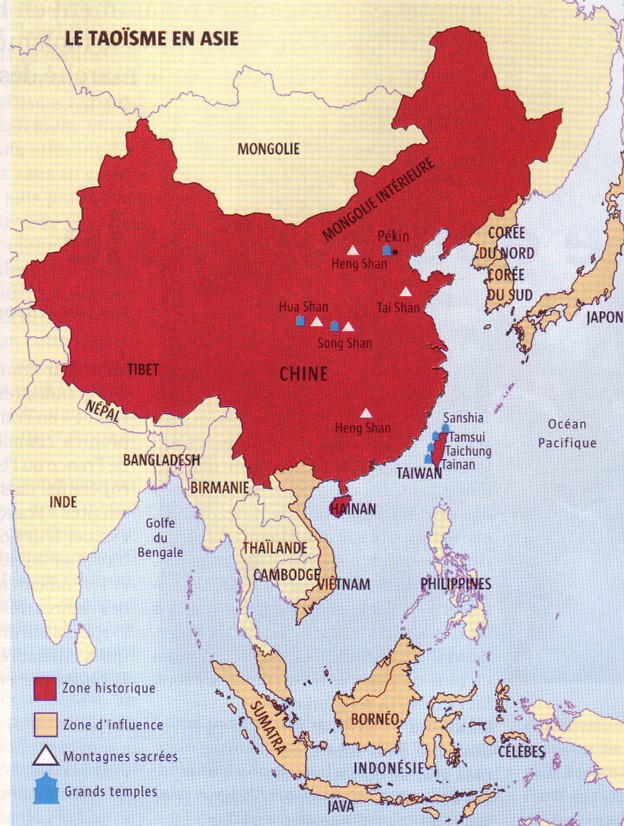 Le taoïsme en Asie. Cliquez sur l'image pour l'agrandir...